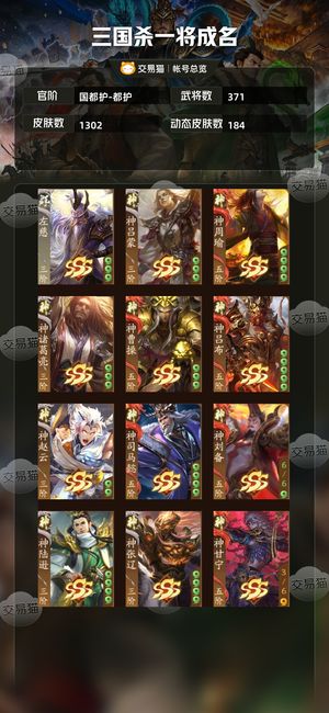 三国杀一将成名（三国杀十周年）【国都护-都护】 四神武三大谋四祈福18颗宝玉