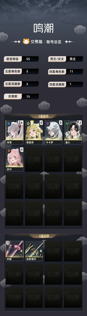 鸣潮【55级】6 1绯雪20抽360珊瑚