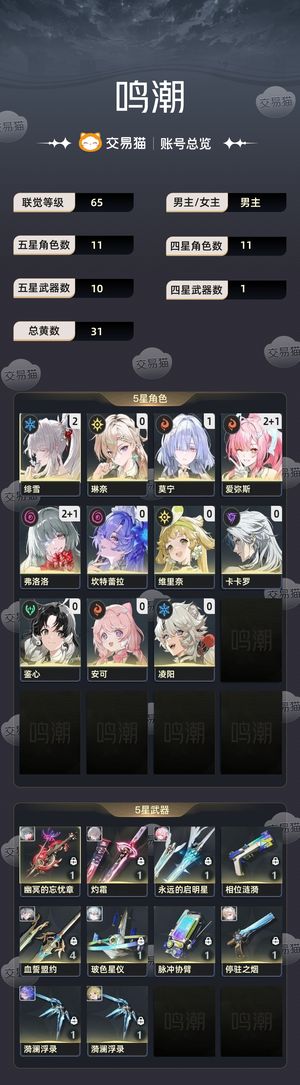 鸣潮【65级】 21绯雪21ams 