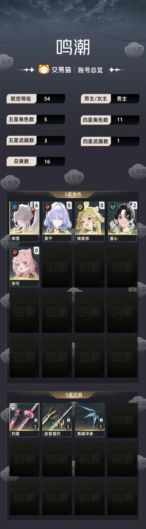 鸣潮【54级】6 1绯雪 1 0莫宁