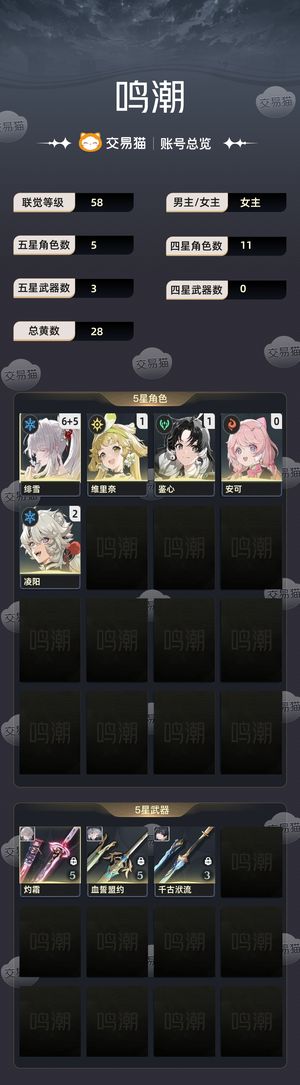 鸣潮【58级】 65绯雪满命满精绯雪