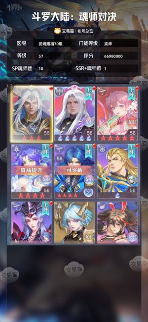 斗罗大陆：魂师对决【宗师,57级】大新区重氪顶级爽号带万钻巨量卷