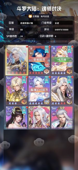 斗罗大陆：魂师对决【长老,80级】 多魂师多皮肤高战力