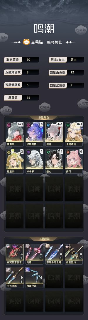 鸣潮【80级】 满命弗洛洛队 4命绯雪  