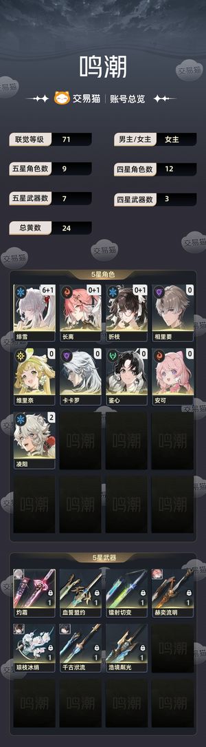 鸣潮【71级】 3-3 61绯雪 手工
