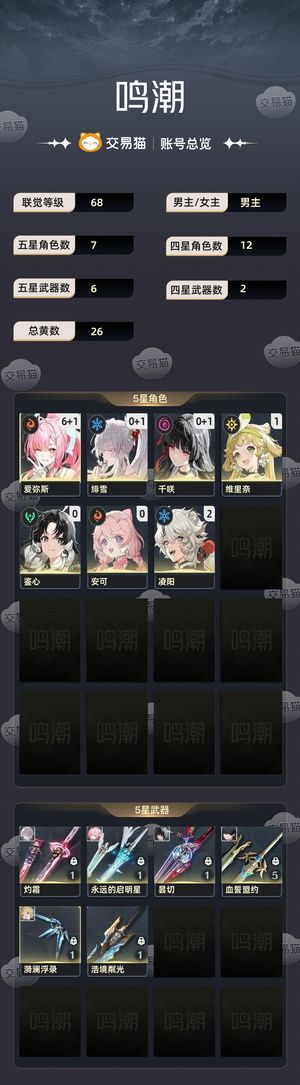 鸣潮【68级】61小爱01千咲01绯雪带摩托