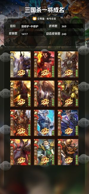 三国杀一将成名（三国杀十周年）【国都护-中都护】 低价国都，差五百将点卫将军