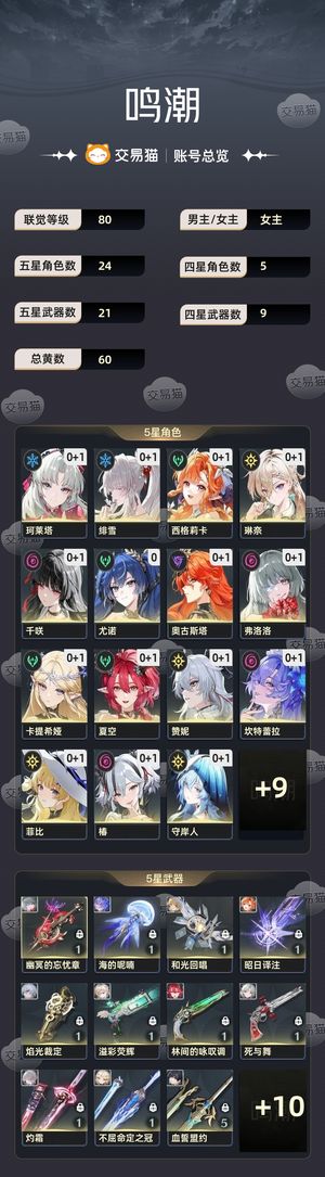 鸣潮【80级】开服号，还剩1300月相