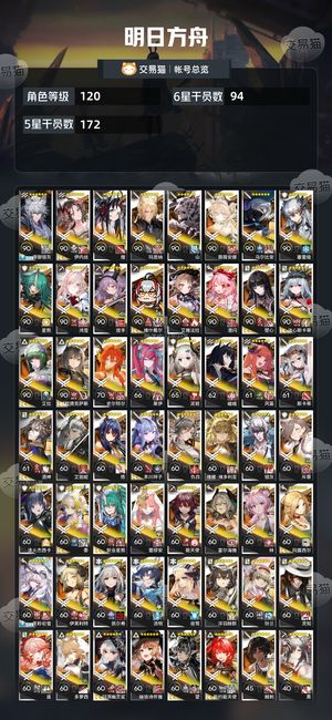 明日方舟【120级】 明日方舟高战力号六星很多