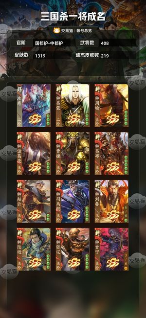 三国杀一将成名（三国杀十周年）【国都护-中都护】8神武9谋5乐威马超等70多阴