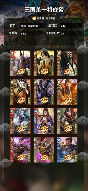 三国杀一将成名（三国杀十周年）【将军-监军将军】精品号可以的