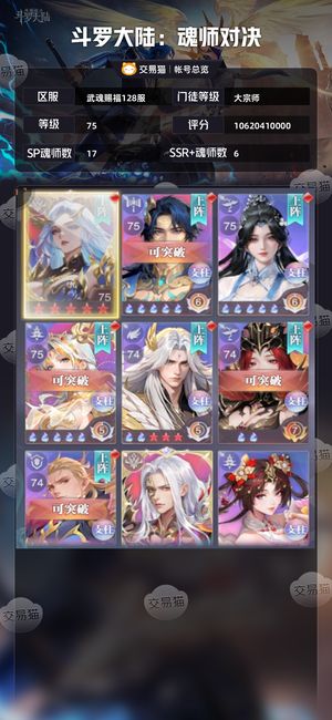 斗罗大陆：魂师对决【大宗师,75级】1万4砖全SP 将近全红魂导器