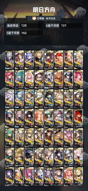 明日方舟【120级】真全图差缇缇300皮10W玉
