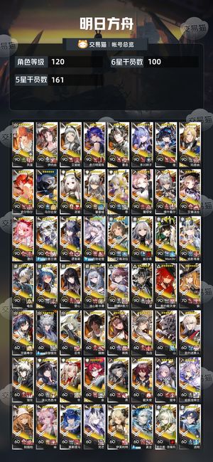 明日方舟【120级】 极品六幻神五潜维什戴尔母鸡卡全