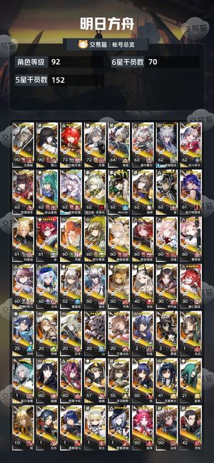 明日方舟【92级】 多限定多六星多超大杯
