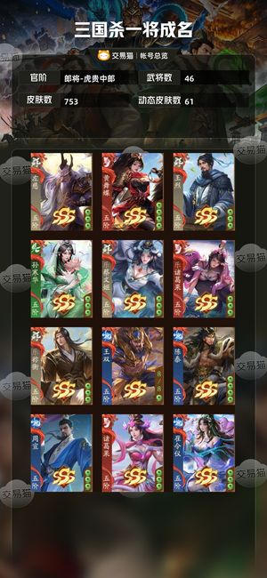 三国杀一将成名（三国杀十周年）【郎将-虎贵中郎】V6绝版转移超级兵