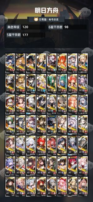 明日方舟【120级】 21限定200多皮肤，活绑