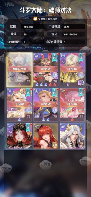 斗罗大陆：魂师对决【首席,89级】 4亿战力号