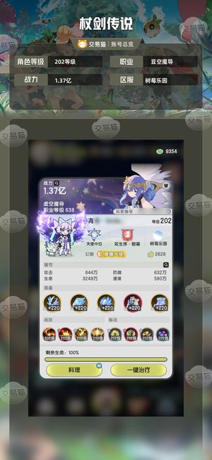 杖剑传说【202级 】 5.7万，一手号，大量资源