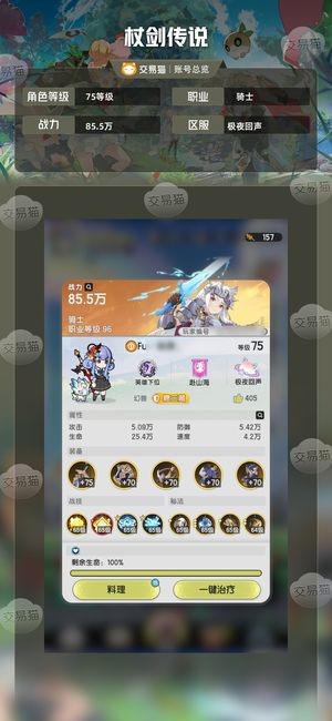 杖剑传说【75级骑士】 新区累充4500