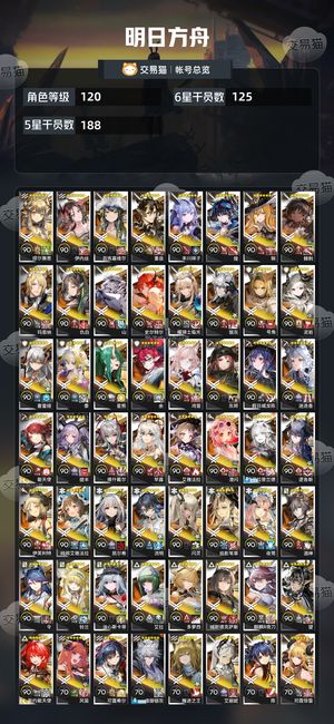 明日方舟【120级】 基本全图鉴，活绑十万玉，价可议