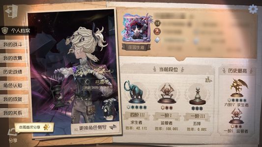 第五人格【18级】 4限定2000灵感历c弓箭