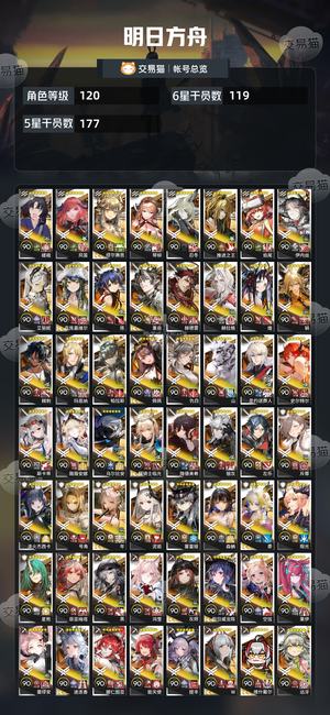 明日方舟【120级】 活绑好号119六星超大杯基本齐