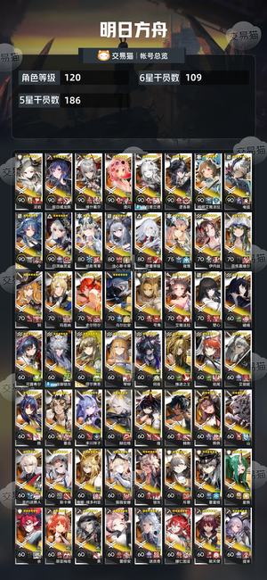 明日方舟【120级】 满级账号干员进度94.6