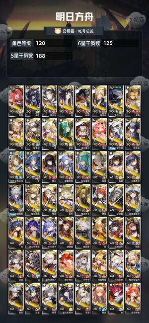明日方舟【120级】 带终末地满图鉴带专武
