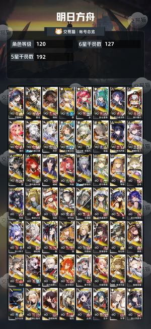 明日方舟【120级】 伪全图鉴，剩下看图吧