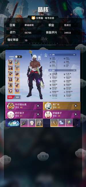 晶核【狂战士战力56785】 四连角色t2精英本主力输出