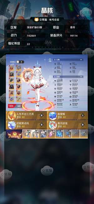 晶核【霜伶战力142869】 给线就卖可换绑