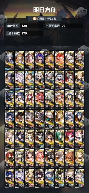 明日方舟【120级】高图鉴高练度死绑号