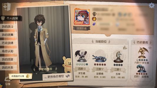 第五人格【118级】太中全套 带山庄归宿