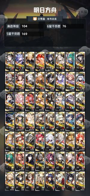 明日方舟【104级】斩业星熊赤刃陈死芒维什戴尔祥子