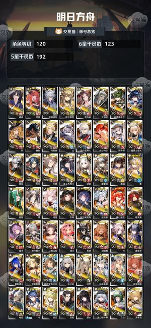 明日方舟【120级】120级，干员多，练度高