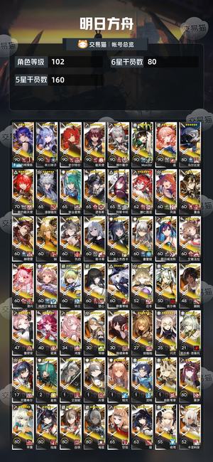 明日方舟【102级】高图鉴高练度死绑号