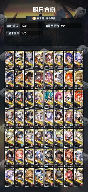 明日方舟【120级】89六星五万七合成玉106源石