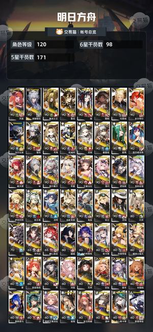明日方舟【120级】372图鉴98个6星，多超大杯