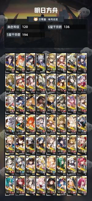 明日方舟【120级】真全图鉴，超高练度，超多皮肤
