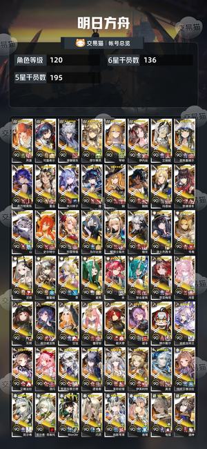 明日方舟【120级】角色全图鉴号