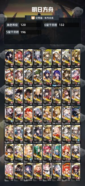 明日方舟【120级】收集度95.6%练度高