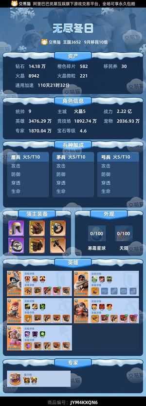 无尽冬日【统帅9级】中氪号，还有很多材料？