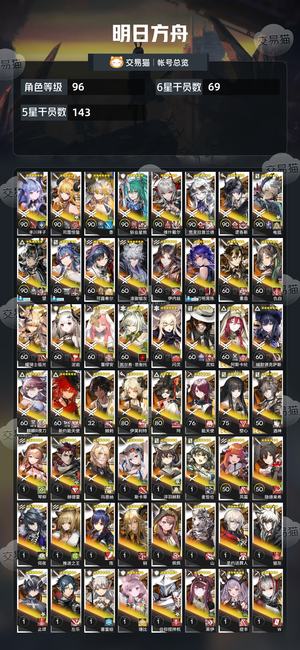明日方舟【96级】高图鉴高练度死绑号