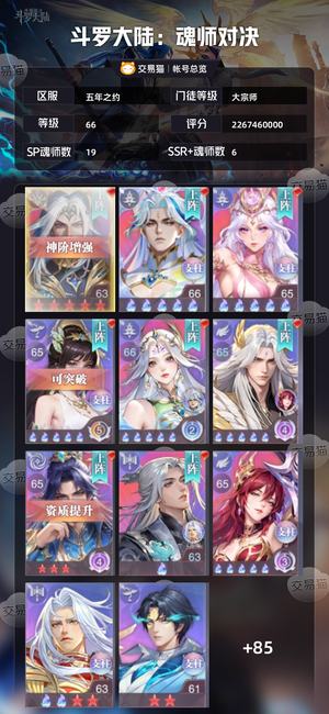 斗罗大陆：魂师对决【大宗师,66级】带头像框   该有的魂师都有