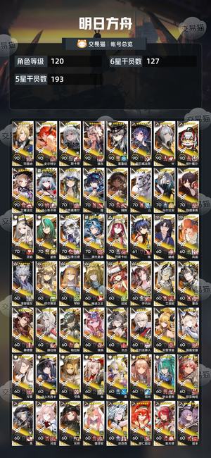明日方舟【120级】414图鉴127个6星满限定