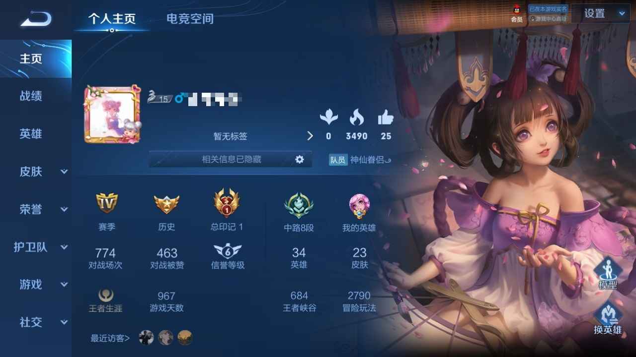 王者荣耀【34英雄23皮肤】小号 不用了