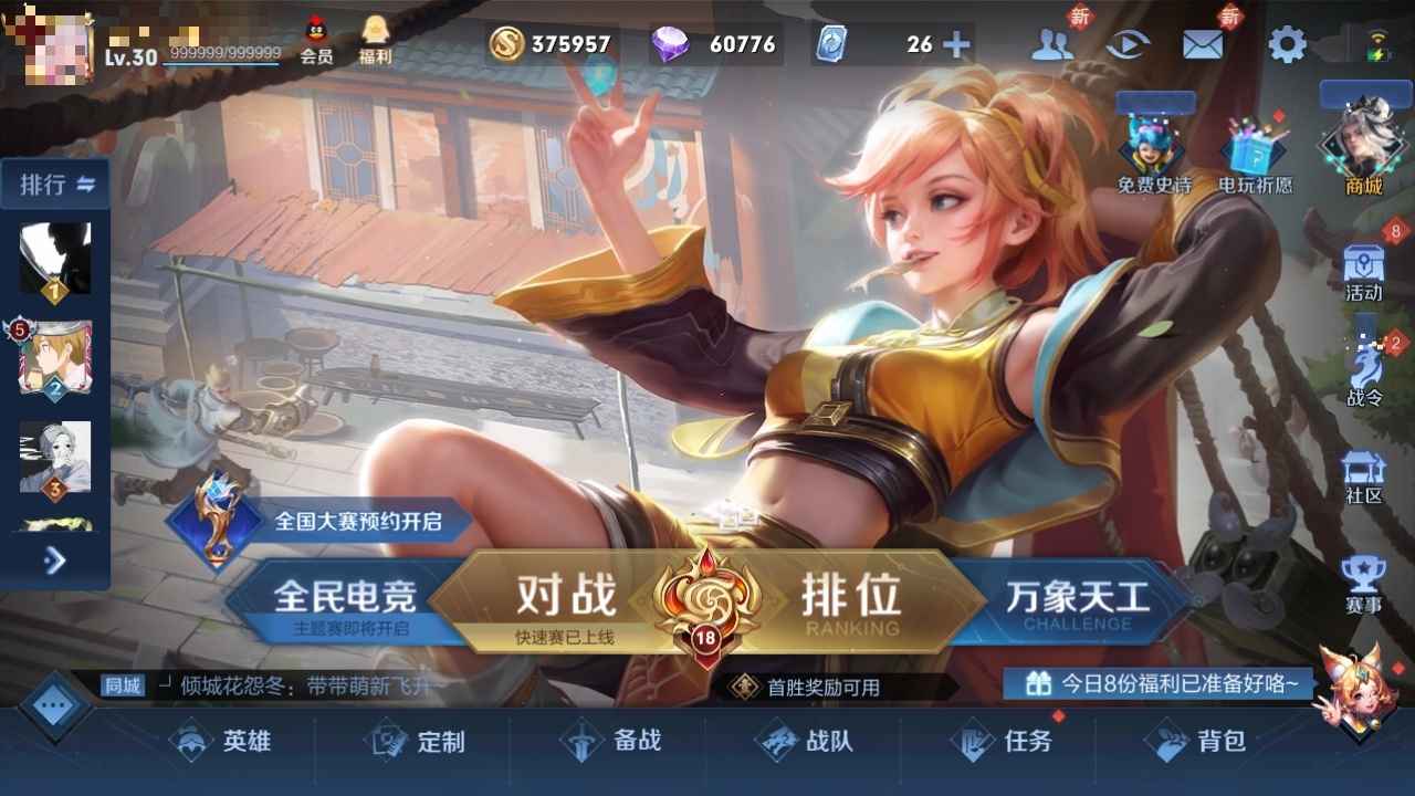 王者荣耀【114英雄271皮肤】全英雄271皮全满铭文