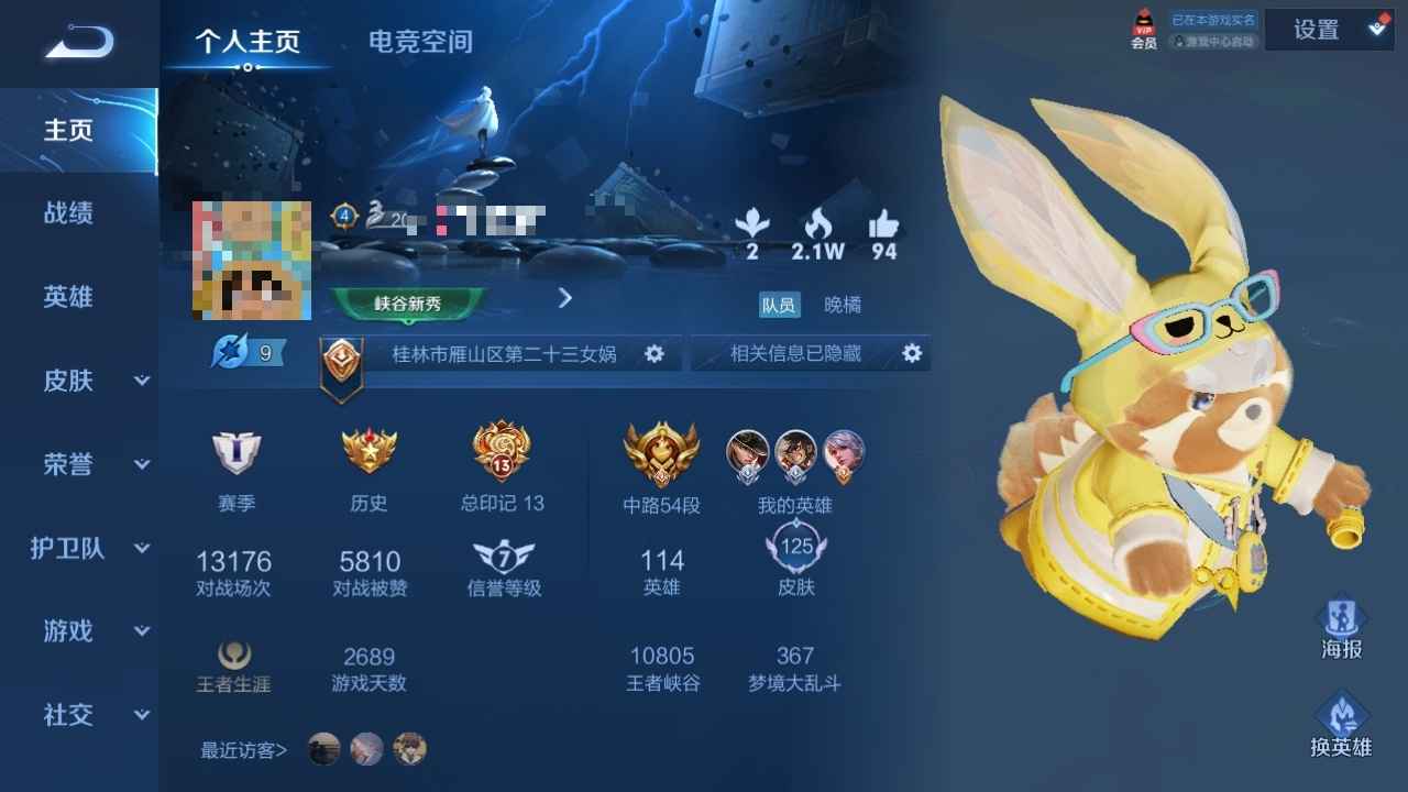 王者荣耀【114英雄125皮肤】王者2700天老号