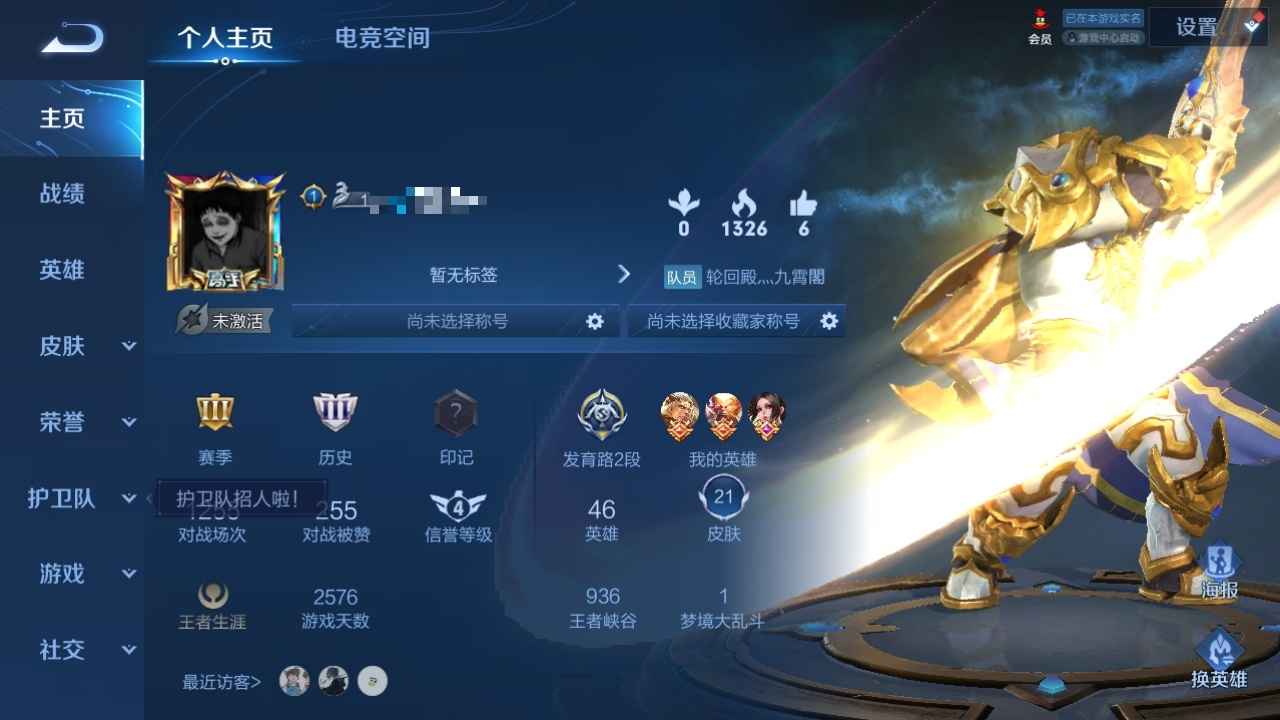 王者荣耀【46英雄21皮肤】狮心王蜃楼王绝版皮肤价格可议